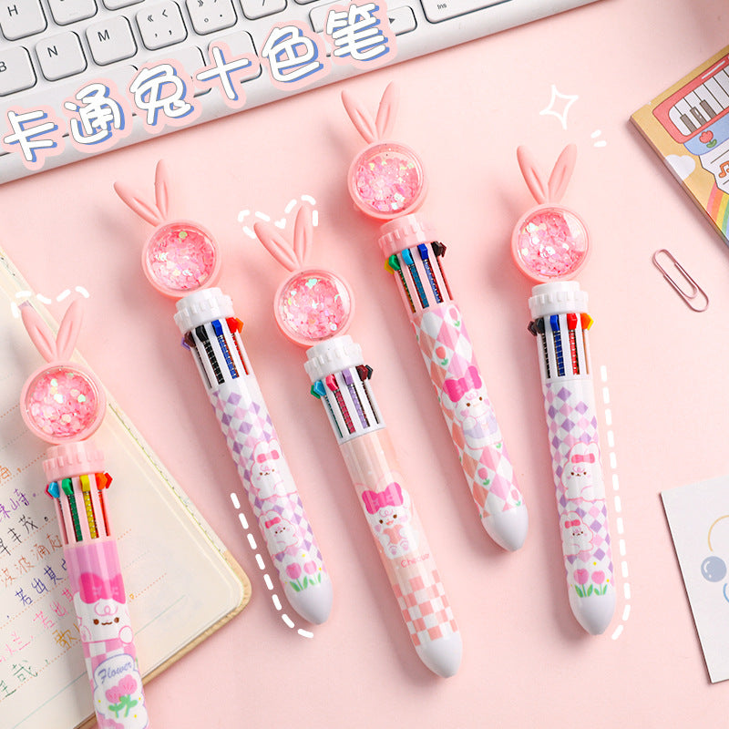 Wholesale Sequin Rabbit Ten Colors Plastic Ballpoint Pen